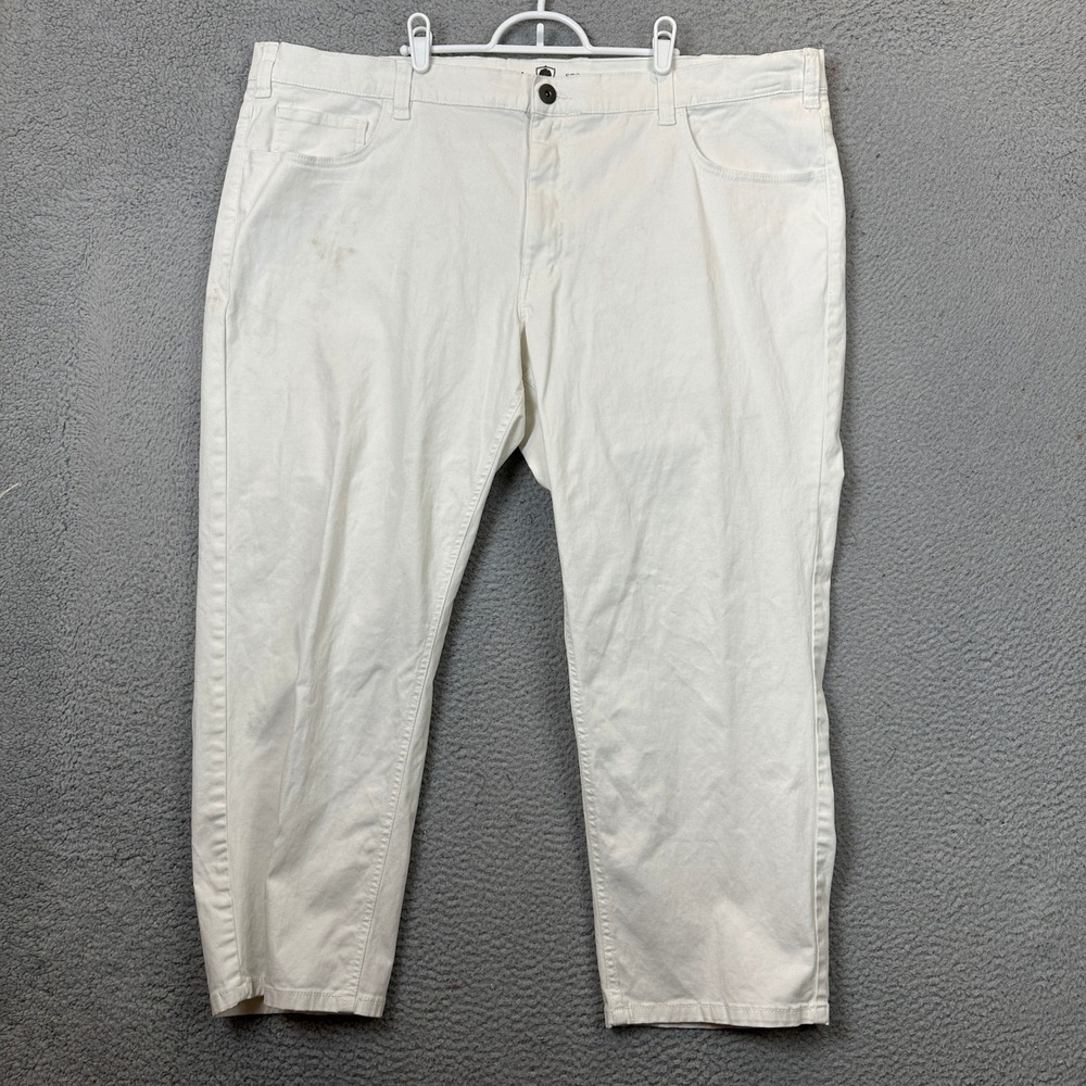 Oak Hill Pants Mens 48X28 Straight Fit White Khakis Stretch Casual Flat Front
